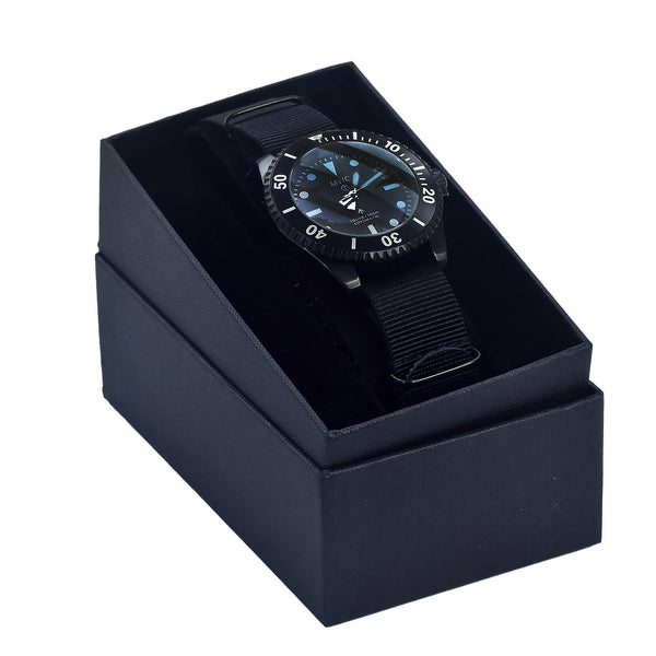 MWC 24 Jewel 1982 Pattern 300m Automatic Military Divers Watch in Black PVD with a Sapphire Crystal on a NATO Webbing Strap (Non Date Version) Ex Display Watch from the U.S Shot Show in Las Vegas