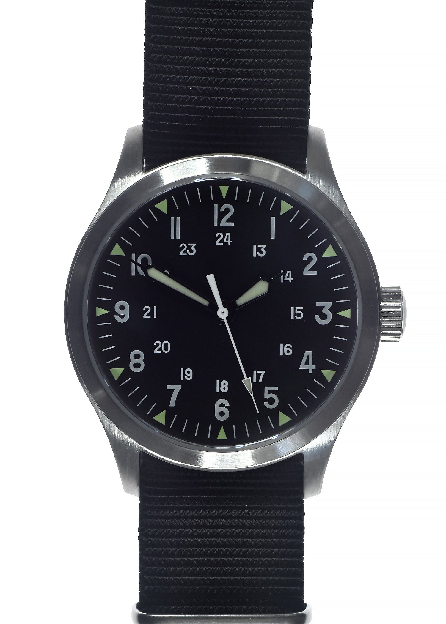 MWC Mk III Stainless Steel 1950's Pattern 100m Water Resistant Automatic Military Watch with Sapphire Crystal (12/24 Hour Dial Variant)