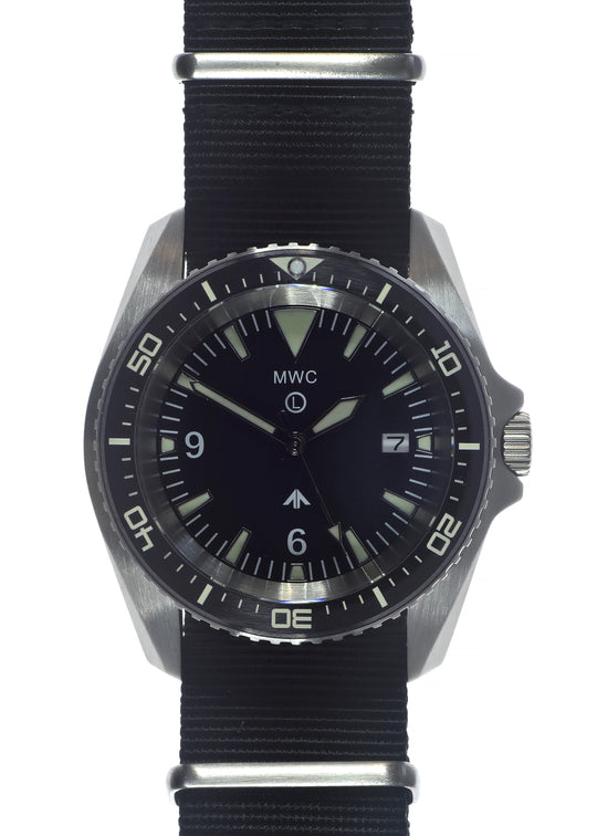 MWC Military Divers Watch in Stainless Steel Case with Sapphire Crystal, Ceramic Bezel and Solid Fixed Strap Bars (Quartz) Ex Display Watch from FEINDEF (La feria de Defensa y Seguridad de España) in Spain