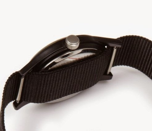MWC Classic 1960s/70s Matt Black European Pattern Military Watch Webbing Strap