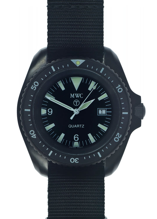 Brand New and Very Rare Original 2001 MWC Black PVD Steel Quartz Military Divers Watch