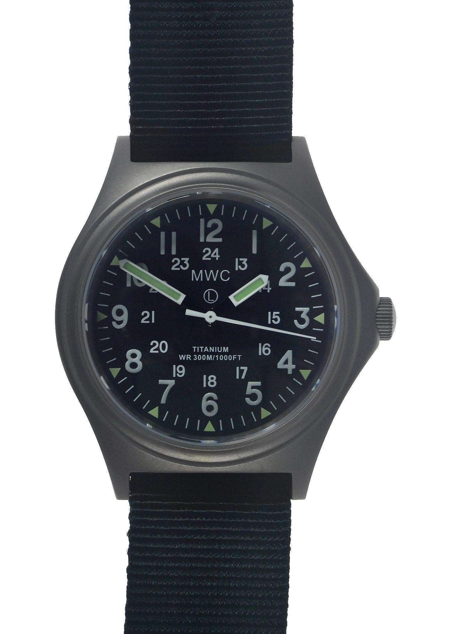 MWC Titanium General Service Watch, 300m Water Resistant, 10 Year Battery Life, Luminova, Sapphire Crystal and 12/24 Dial Format (Non Date Version) - Save 50% Ex Display Watch from a Trade Show - LOCATION EU