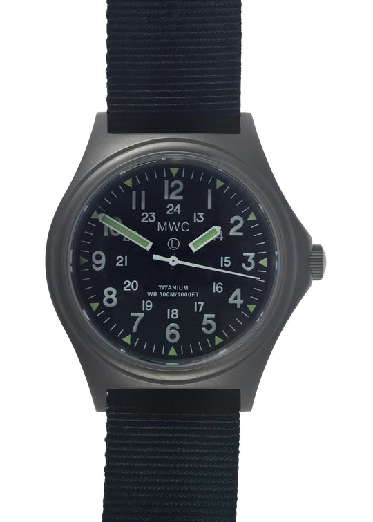 MWC Titanium General Service Watch, 300m Water Resistant, 10 Year Battery Life, Luminova, Sapphire Crystal and 12/24 Dial Format (Non Date Version) - Save 50% Ex Display Watch from a Trade Show - LOCATION EU