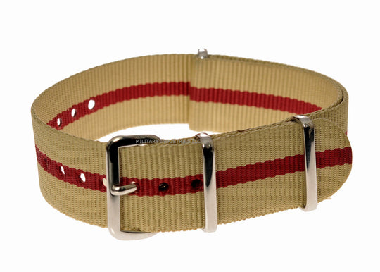 18mm Sand and Red NATO Military Watch Strap
