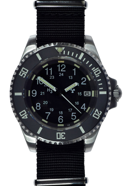 MWC 24 Jewel 300m Automatic Military Divers Watch with Tritium GTLS, Sapphire Crystal and Ceramic Bezel - Ex Display Model from a Trade Show - Reduced to Under Half Price!