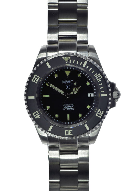 MWC Latest 24 Jewel 2023 Model - Military Divers Watch with Sapphire Crystal and Ceramic Bezel on a Steel Bracelet,  300m Water Resistance