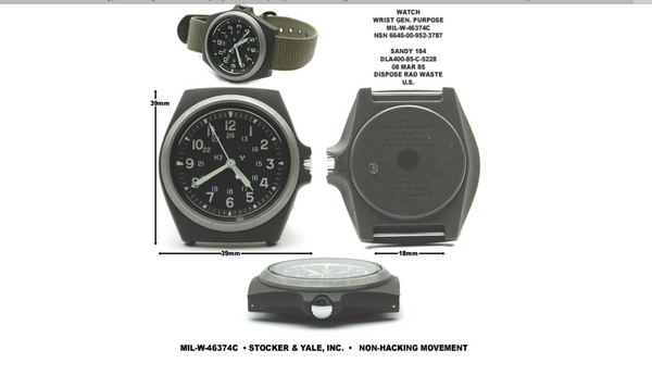 Remake of the mid 1980s Pattern MIL-W-46374C U.S Pattern Military Watch in Matt Black - Ex Display Watch from the from the ADEX 2025 – Ex Display Watch from the International Aerospace & Defence Exhibition in Seoul, South Korea Reduced