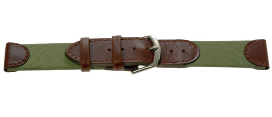 MWC 20mm Retro Leather and Fabric Combination Watch Strap