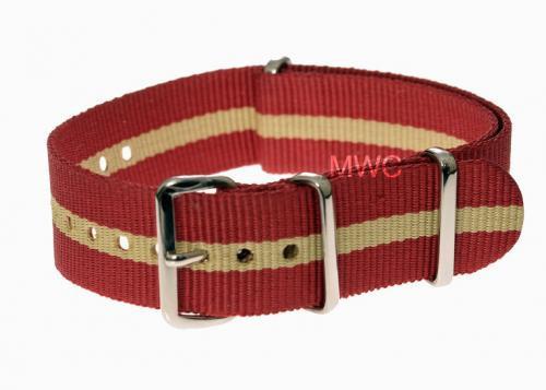 20mm Red and Sand NATO Military Watch Strap